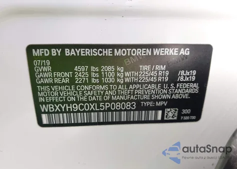 2020 BMW X2 Sdrive28I from USA, damaged, VIN WBXYH9C0XL5P08083